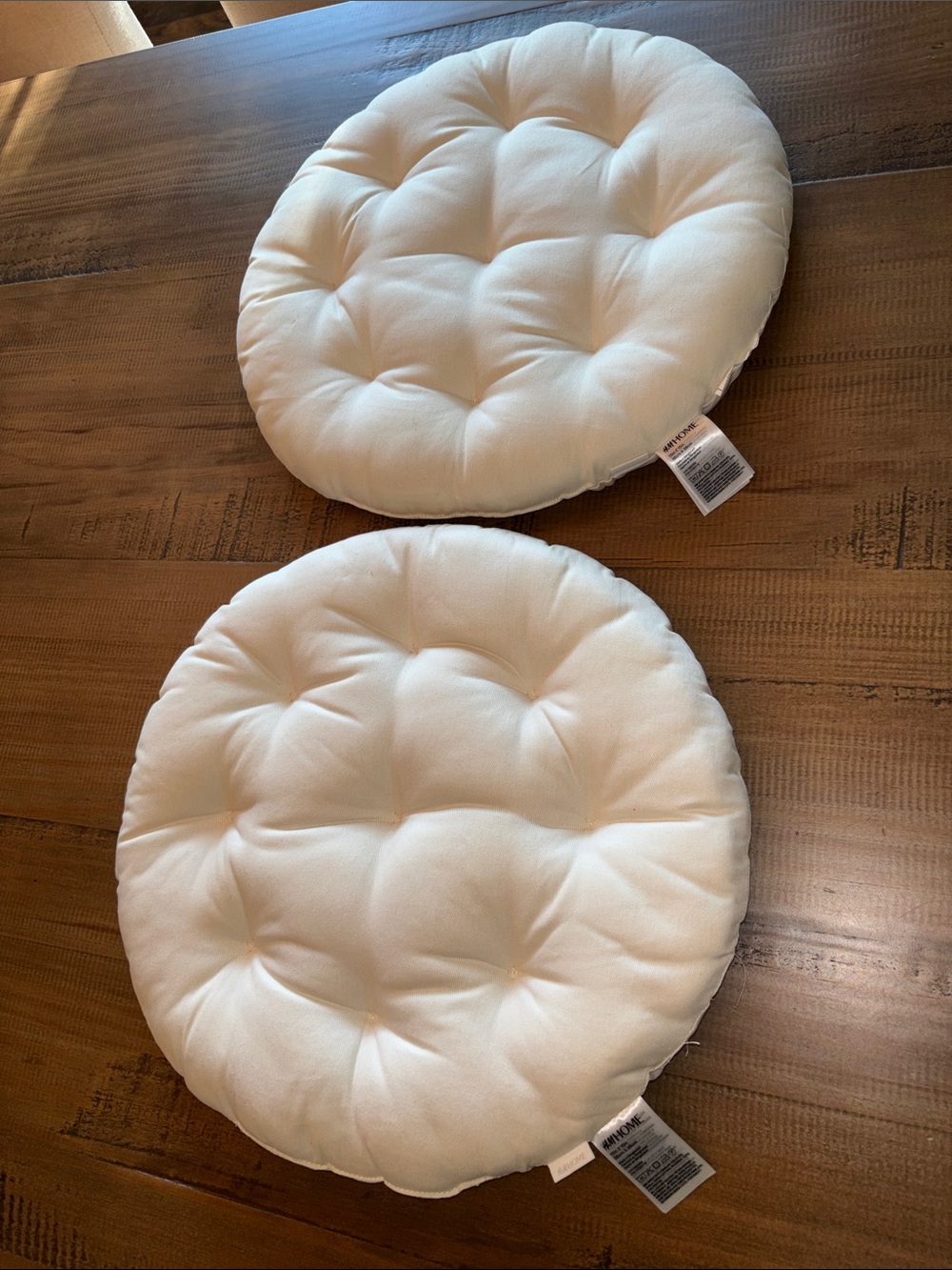 H & M Home Round Tufted Chair Cushions - set of two Cream EUC!